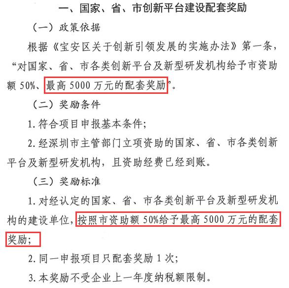 5000萬項目申報獎勵！寶安區(qū)創(chuàng)新平臺及相關機構有福了！